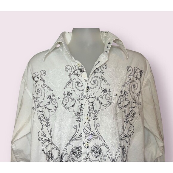 Pronti Collection By Phita Men's Size 2XL Floral Embroidered Button Down Shirt - Picture 2 of 5